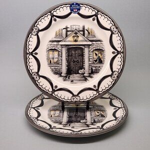 Set of 2 Dinner Plates - Royal Stafford Haunted House Halloween China Dishes